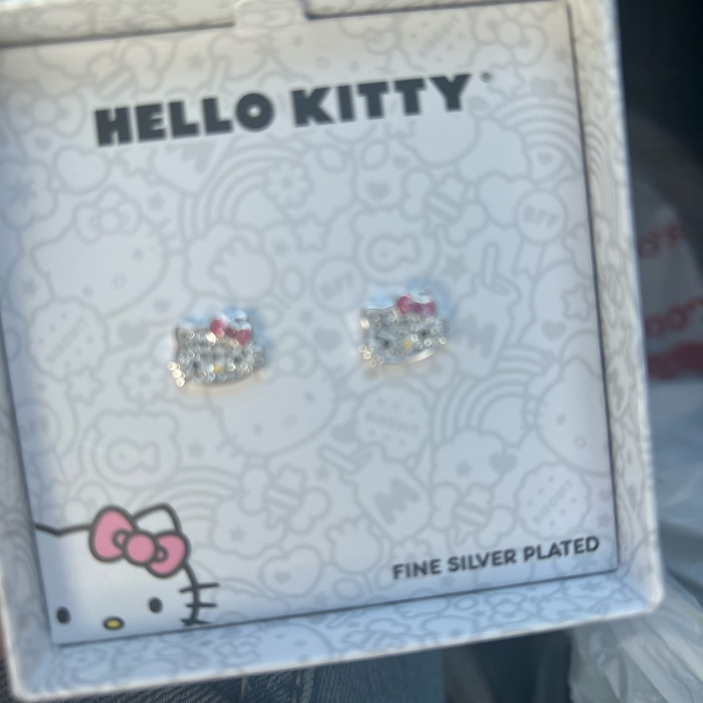Hello Kitty Silver and Pink Stud Earrings